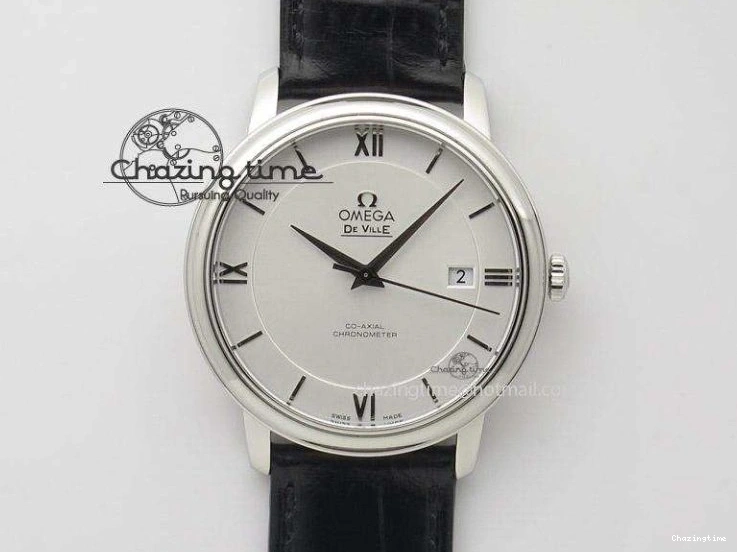 0128 QuickDry De Ville Chronograph RG OMF 1:1 Best Edition Blue Dial On Blue Leather Strap A 8107